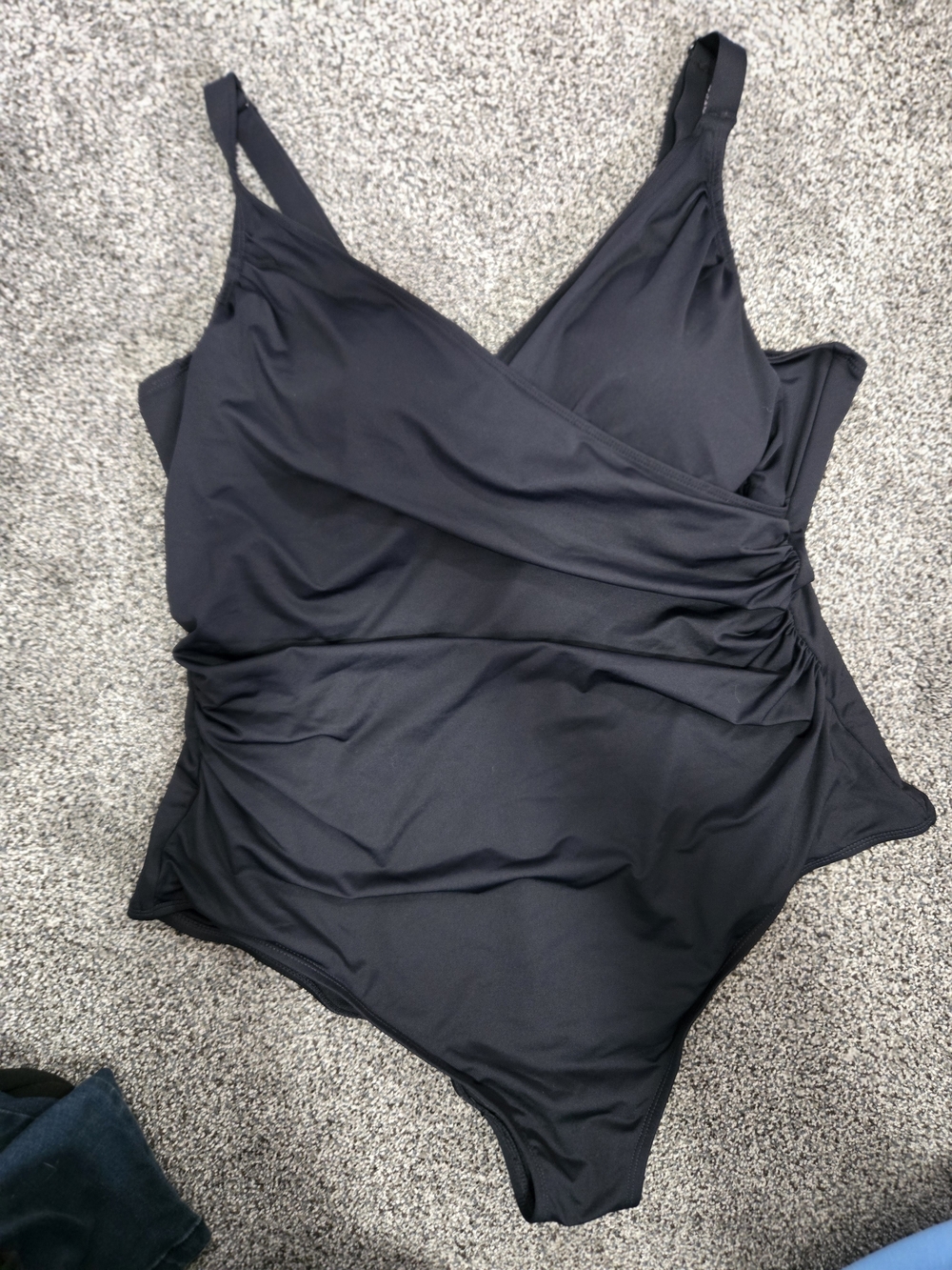 Penningtons Black V-Neck Ruched One-Piece Swimsuit